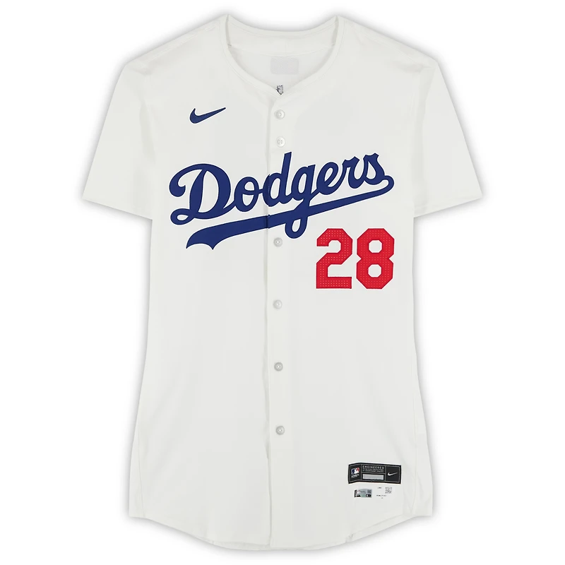 Bobby Miller Los Angeles Dodgers Player-Issued #28 White Jersey from the 2024 MLB Season
