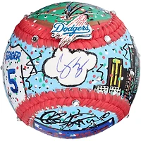 Baseball autographié par Corey Seager des Dodgers de Los Angeles - Peint à la main par l'artiste Charles Fazzino - B700142