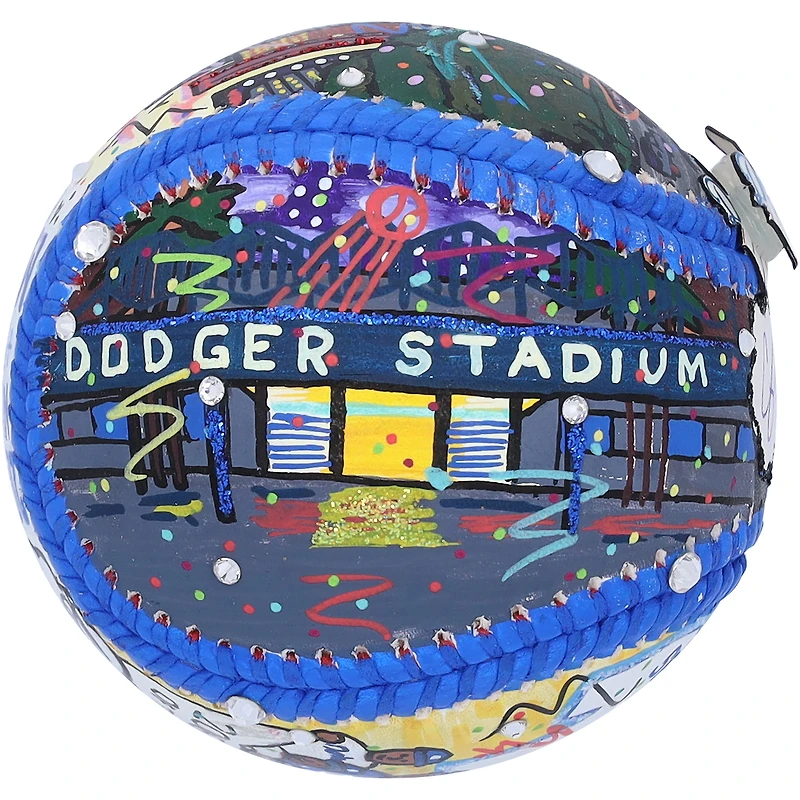 Baseball autographié par Corey Seager des Dodgers de Los Angeles - Peint à la main par l'artiste Charles Fazzino