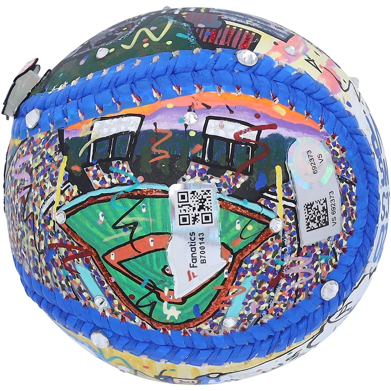 Baseball autographié par Corey Seager des Dodgers de Los Angeles - Peint à la main par l'artiste Charles Fazzino