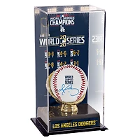 Vitrine de présentation sublimée autographiée par Dustin May des Dodgers de Los Angeles avec les champions de la Série mondiale de baseball 2020 et de la Série mondiale 2020