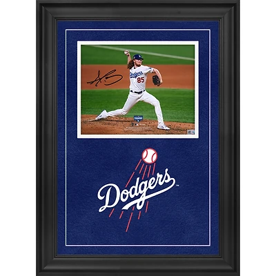 Photographie encadrée de luxe autographiée de Dustin May des Dodgers de Los Angeles, 8'' x 10'', champion de la Série mondiale de la MLB 2020