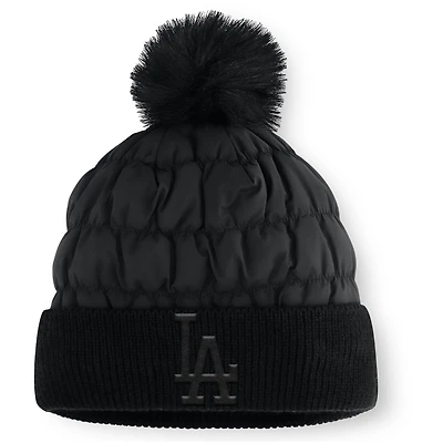 Bonnet de nuit Fanatics Black Los Angeles Dodgers à revers et pompon