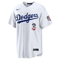 Maillot Nike blanc USA 250 Stadium pour homme, Los Angeles Dodgers, Edwin Díaz, édition spéciale 4 juillet