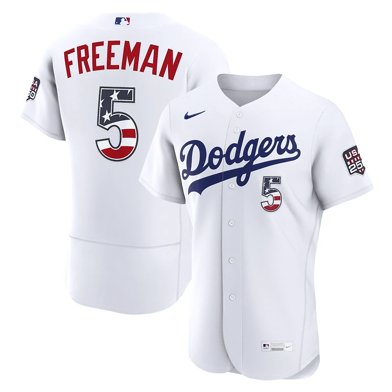 Fourth of July Men's Los Angeles Dodgers Freddie Freeman Nike White USA 250 Authentic Jersey