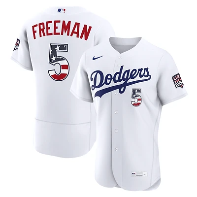 Fourth of July Men's Los Angeles Dodgers Freddie Freeman Nike White USA 250 Authentic Jersey