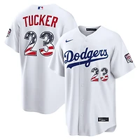 Fourth of July Men's Los Angeles Dodgers Kyle Tucker Nike White USA 250 Stadium Jersey