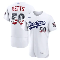 Fourth of July Men's Los Angeles Dodgers Mookie Betts Nike White USA 250 Authentic Jersey