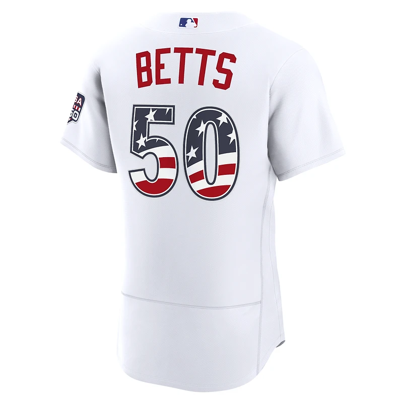 Fourth of July Men's Los Angeles Dodgers Mookie Betts Nike White USA 250 Authentic Jersey