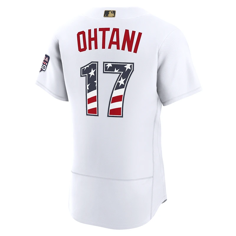 Fourth of July Men's Los Angeles Dodgers Shohei Ohtani Nike White USA 250 Authentic Jersey