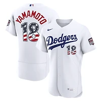 Maillot authentique Nike blanc USA 250 des Dodgers de Los Angeles pour homme, édition spéciale 4 juillet, Yoshinobu Yamamoto