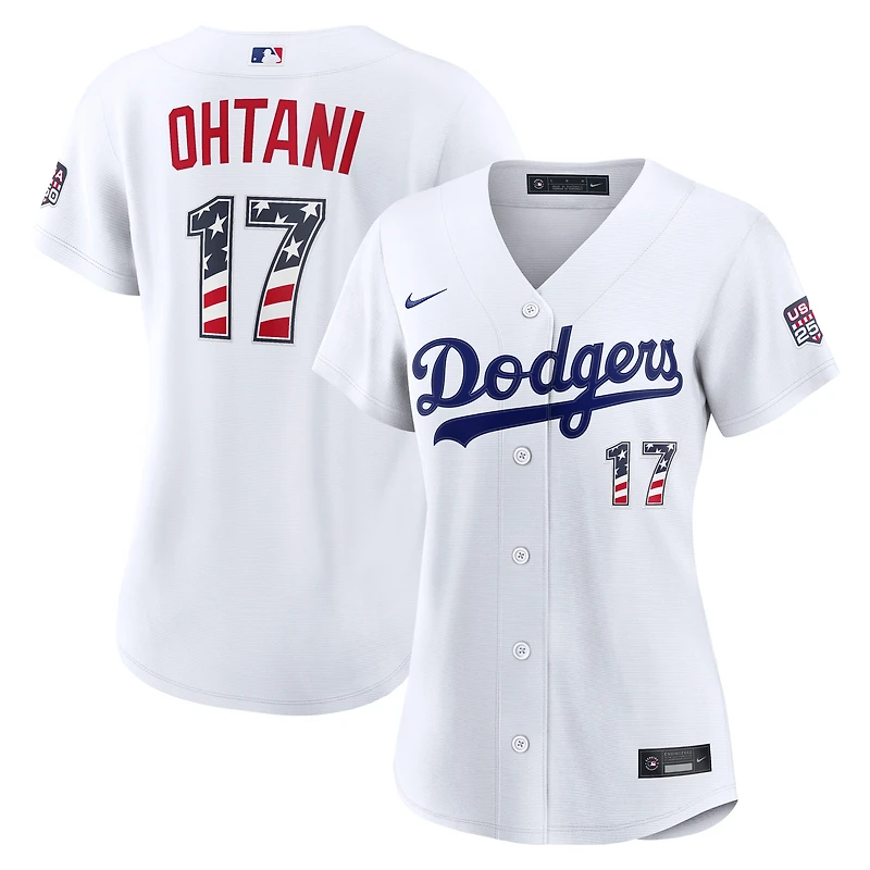 Fourth of July Women's Los Angeles Dodgers Shohei Ohtani Nike White USA 250 Stadium Jersey