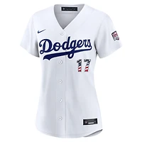 Maillot Nike blanc USA 250 Stadium pour femmes des Dodgers de Los Angeles, Shohei Ohtani, la fête nationale américaine du 4 juillet