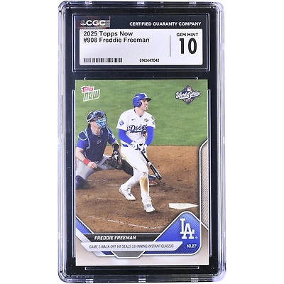 Carte Topps Now 2025 de Freddie Freeman, Los Angeles Dodgers, match 3, circuit victorieux, scelle un classique instantané de 18 manches, n° 908, authentifiée CGC