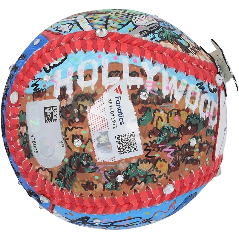 Ballon de baseball autographié par Freddie Freeman des Dodgers de Los Angeles - Illustration de Charles Fazzino - XP14012972