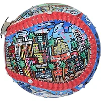 Ballon de baseball autographié par Freddie Freeman des Dodgers de Los Angeles - Illustration de Charles Fazzino - XP14012972