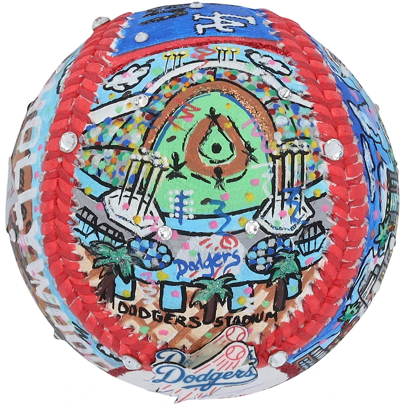 Ballon de baseball autographié par Freddie Freeman des Dodgers de Los Angeles - Illustration de Charles Fazzino - XP14012972