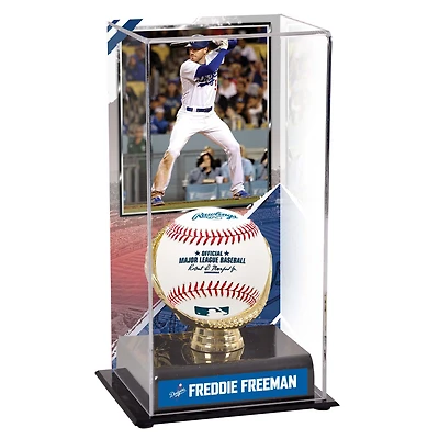 Vitrine de présentation des gants dorés des Dodgers de Los Angeles de Freddie Freeman avec image