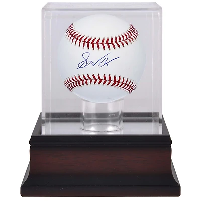 Gavin Lux Los Angeles Dodgers Autographed Baseball & Mahogany Baseball Display Case