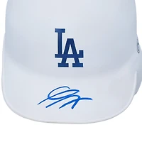 Casque de frappeur miniature blanc mat autographié par Gavin Lux des Los Angeles Dodgers