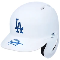 Casque de frappeur miniature blanc mat autographié par Gavin Lux des Los Angeles Dodgers