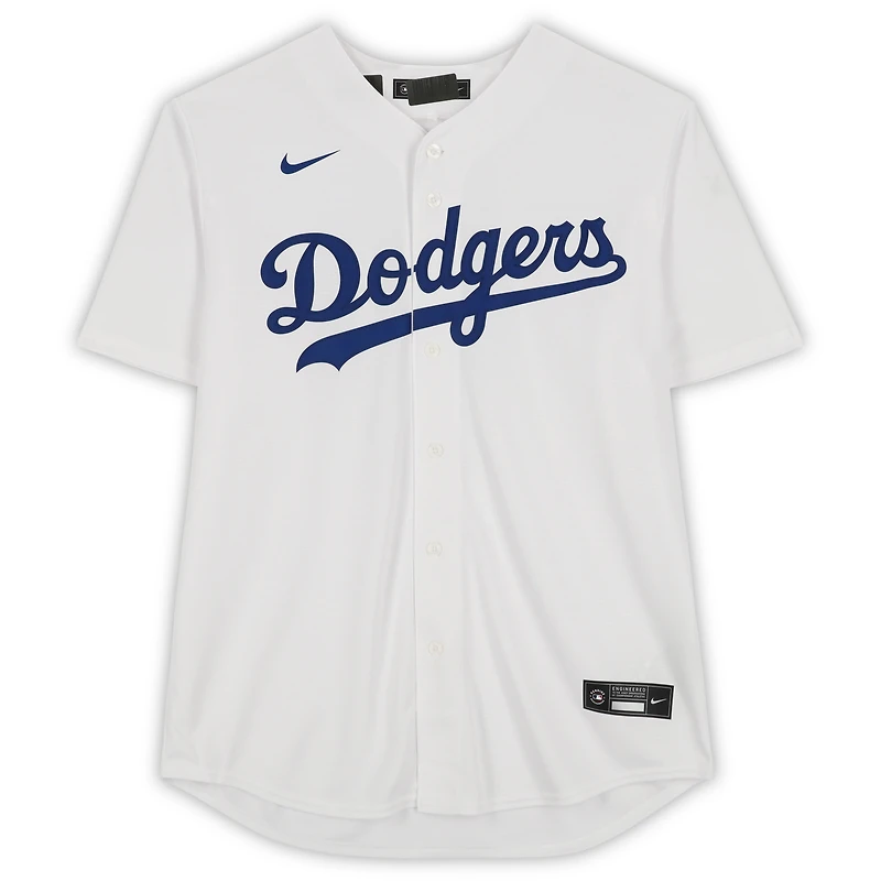 Maillot Nike blanc dédicacé par Gavin Lux des Dodgers de Los Angeles avec inscription « 24 WS Champs »