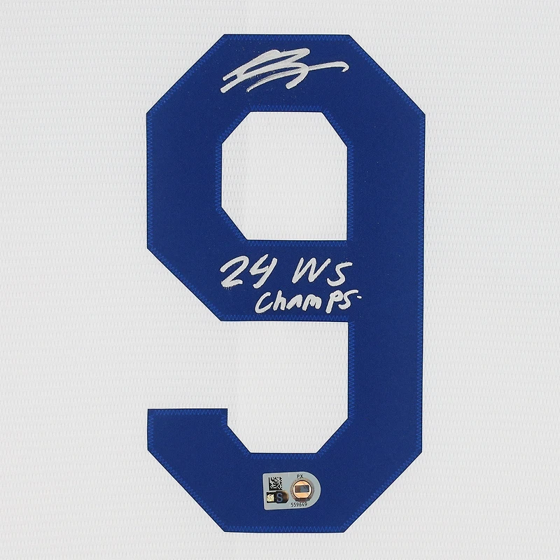 Maillot Nike blanc dédicacé par Gavin Lux des Dodgers de Los Angeles avec inscription « 24 WS Champs »