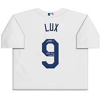 Maillot Nike blanc dédicacé par Gavin Lux des Dodgers de Los Angeles avec inscription « 24 WS Champs »