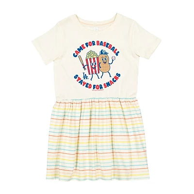 Girls Toddler Soft as a Grape White Los Angeles Dodgers Snack Dress