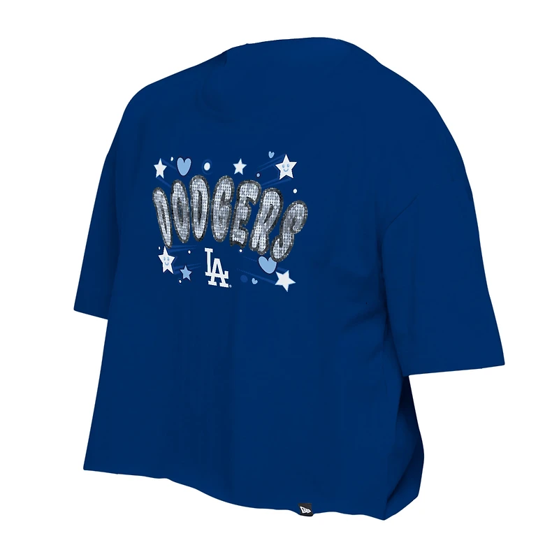 Girls Youth New Era Blue Los Angeles Dodgers Flip Sequin Team T-Shirt