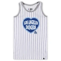 Girls Youth New Era White Los Angeles Dodgers Pinstripe Tank Top