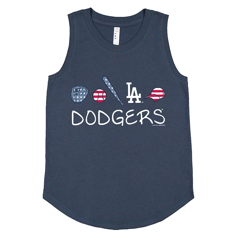 Girls Youth Soft as a Grape Denim Los Angeles Dodgers Americana Tank Top