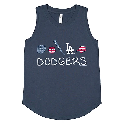 Girls Youth Soft as a Grape Denim Los Angeles Dodgers Americana Tank Top
