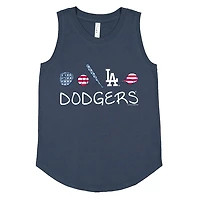 Girls Youth Soft as a Grape Denim Los Angeles Dodgers Americana Tank Top