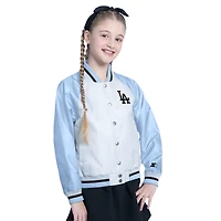 Girl's Youth Starter  White Los Angeles Dodgers Scrimmage Full-Snap Varsity Jacket