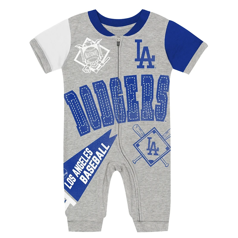 Infant Outerstuff Gray Los Angeles Dodgers Hitter Up Full-Zip Jumper