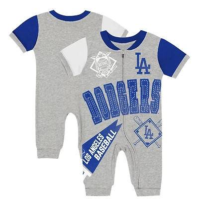 Combinaison zippée intégrale grise pour bébé Outerstuff Los Angeles Dodgers Hitter Up