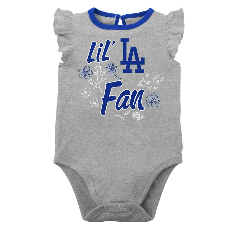 Lot de deux bodys Little Fan des Los Angeles Dodgers pour bébé Royal/Gris chiné