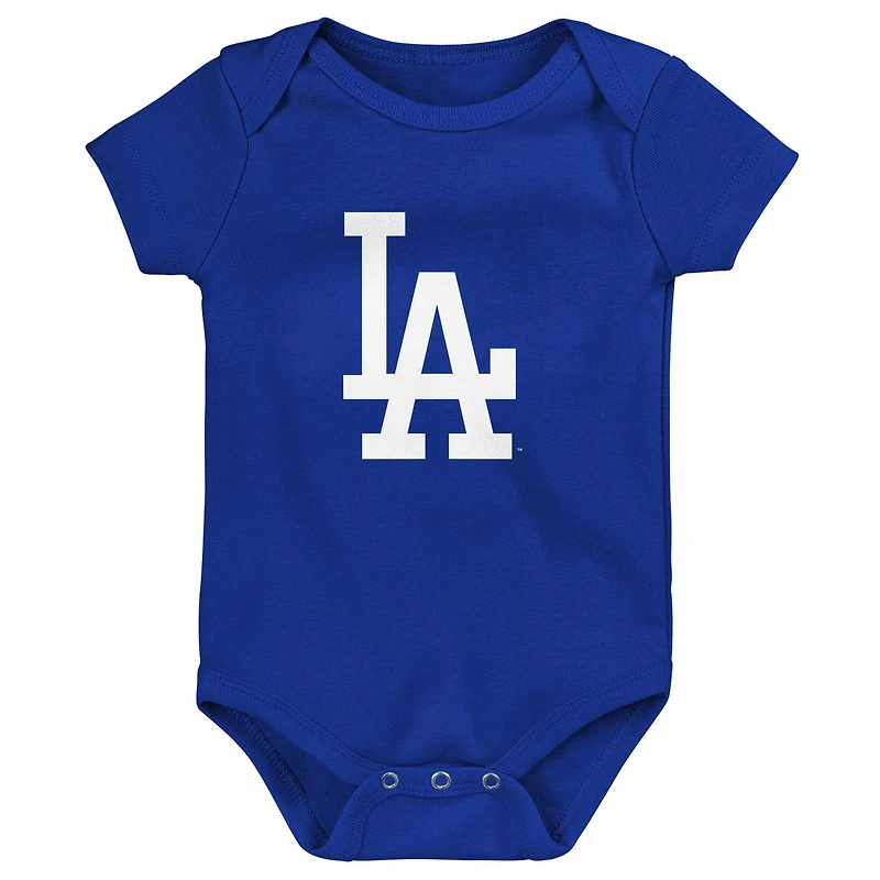 Lot de 3 bodys bébé Royal/Blanc/Gris chiné Los Angeles Dodgers Biggest Little Fan
