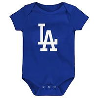 Lot de 3 bodys bébé Royal/Blanc/Gris chiné Los Angeles Dodgers Biggest Little Fan