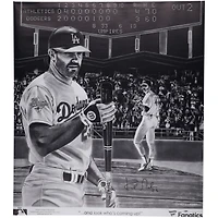 Toile étirée autographiée par Kirk Gibson des Dodgers de Los Angeles, 35" x 40", Série mondiale 1988 - Art de Dave Hobrecht - Édition limitée à 23 exemplaires
