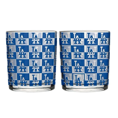 Ensemble de deux verres à whisky Logo Brands Los Angeles Dodgers de 35 cl (12 oz) à motif quadrillé.