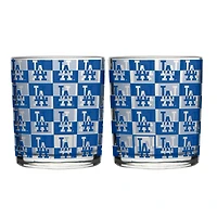 Ensemble de deux verres à whisky Logo Brands Los Angeles Dodgers de 35 cl (12 oz) à motif quadrillé.