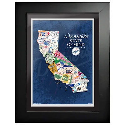 Los Angeles Dodgers - 12'' x 16'' Oeuvre d'art encadrée sur l'état d'esprit
