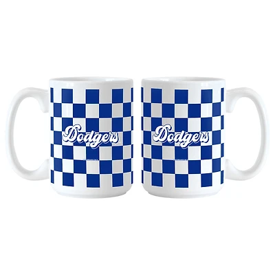 Lot de 2 tasses à motif de damier Los Angeles Dodgers de 15 oz