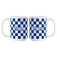 Los Angeles Dodgers 2-Pack 15oz. Checkered Wordmark Mug Set