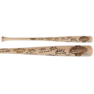 Los Angeles Dodgers 2025 World Series Champions Autographed Pillbox Commemorative Bat with 8 Signatures & Multiple Inscriptions - Limited Edition of 25