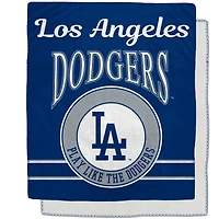 Couverture Sherpa en flanelle polaire avec emblème rétro des Dodgers de Los Angeles, 50 po x 60 po