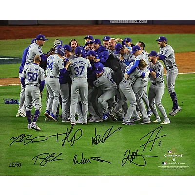 Los Angeles Dodgers Autographed 2024 World Series Champions 16" x 20" Celebration Photograph with At Least 7 Signatures - Limited Edition of 50