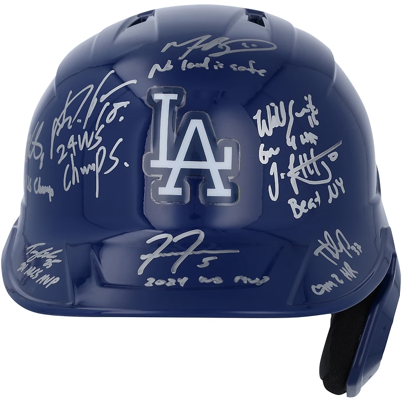 Los Angeles Dodgers Autographed 2024 World Series Champions Rawlings Replica Batting Helmet with 8 Signatures and Multiple Inscriptions - Limited Edition of 25